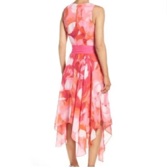 Elija J. Pink Floral Sleeveless Handkerchief Hem NWT  Dress size 6 - Picture 2 of 14